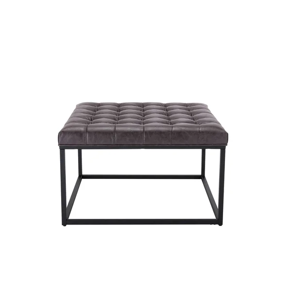 WOVENBYRD 28x22 Square Button Tufted Metal Ottoman - Black
