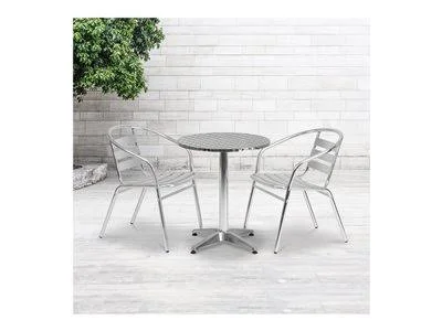 Flash Furniture 4-Pack Aluminum Commercial Indoor-Outdoor Restaurant Stack Chair with Triple Slat Back