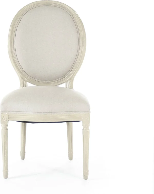 Zentique B004 257-1 A003 Medallion Side Chair - Grey Oak/Natural Linen