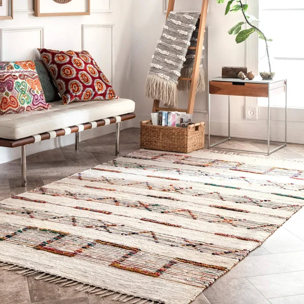 nuLOOM Cormier Flatweave Geometric Area Rug, 5& x 8&, Cream