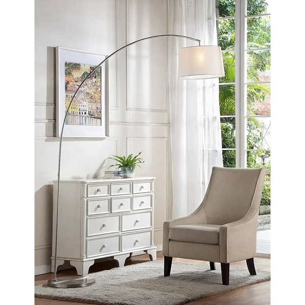 Ore International Oma 84.5 in. Brushed Nickel Arch Floor Lamp