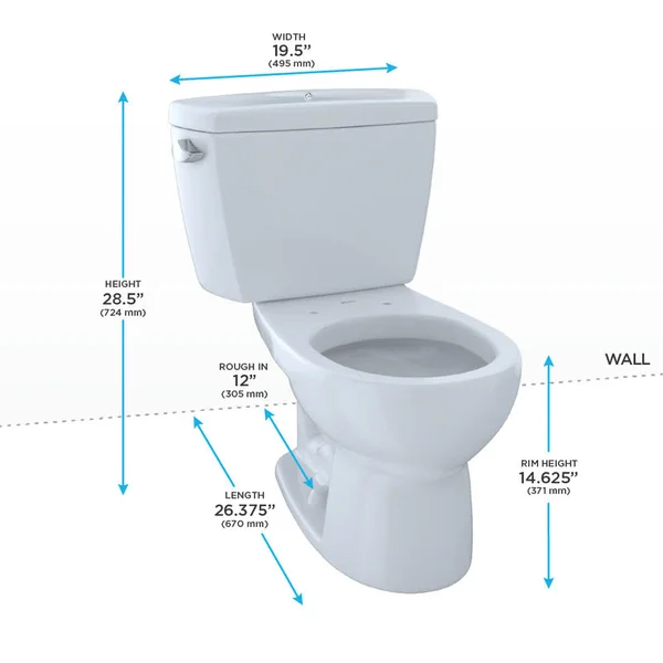 Toto Drake Round Two Piece Toilet CST743SDB#11 Colonial White