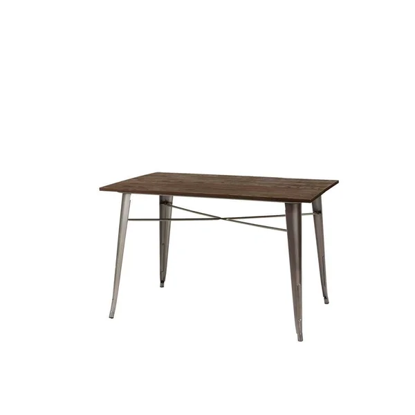 StyleWell Finwick Gunmetal Gray Metal Rectangular Dining Table for 6 (47.24 in. L x 29.13 in. H), Grey