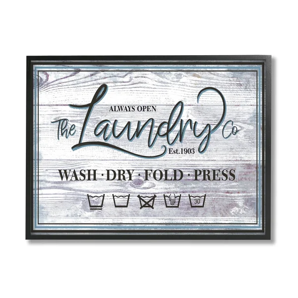 Stupell Industries The Laundry Co Sign Wash Fold Press Icons Framed Wall Art - Black - 24 x 30