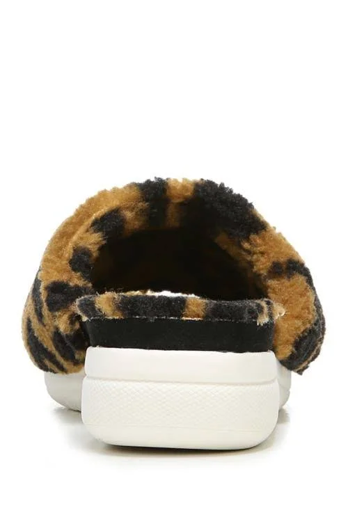 LifeStride Plush Slipper Slides - Tan Leopard - Size 10W