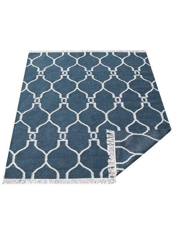 Rugsotic Carpets Hand Woven Flat Weave Kilim Wool 4&x6& Area Rug Contemporary White Brown D00129