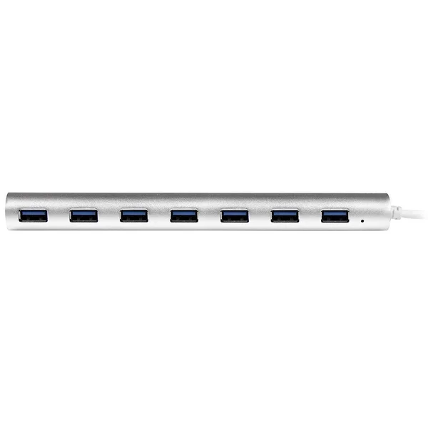 StarTech.com Compact USB 3.0 with Built-in Cable Aluminum USB Silver USB3 with 20W Power Adapter Peripheral Sharing Switch - 7 S