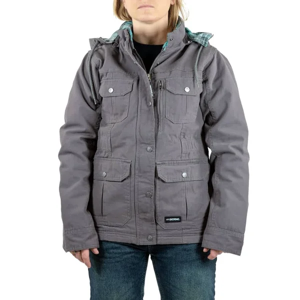Berne Ladies Washed Barn Coat Quilted Flannel Lined Dark Brown - XL/Tall