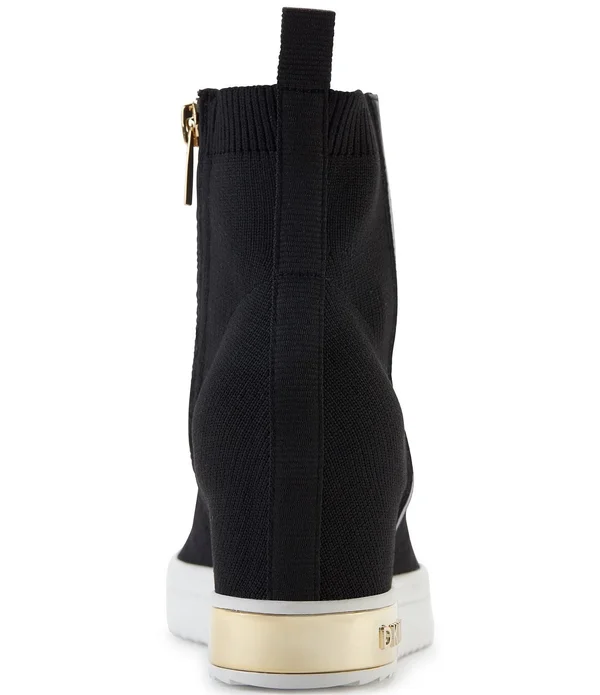 Dkny Cali Logo Wedge Sneaker Booties, Womens, 5.5M, Black/Gold