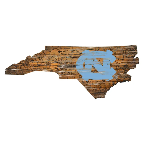 North Carolina Tar Heels Distressed Logo State Sign