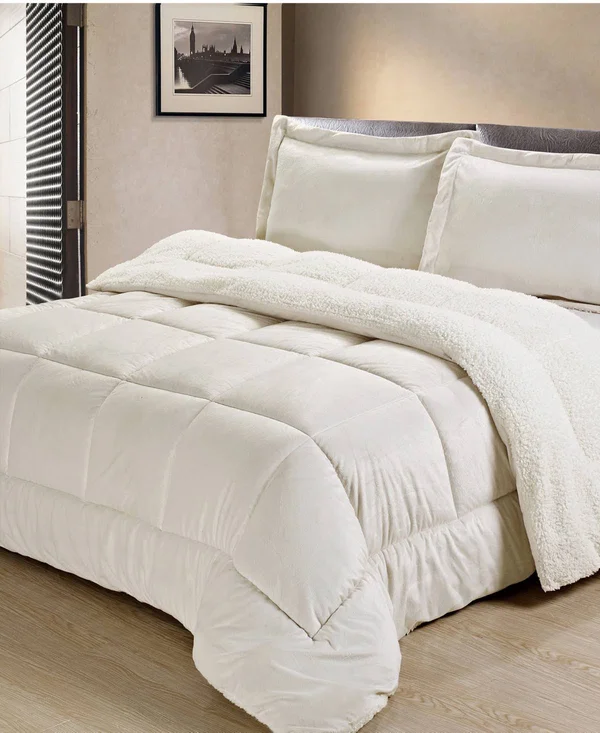 Cathay Home Sherpa Faux Suede Comforter Set Twin Chocolate