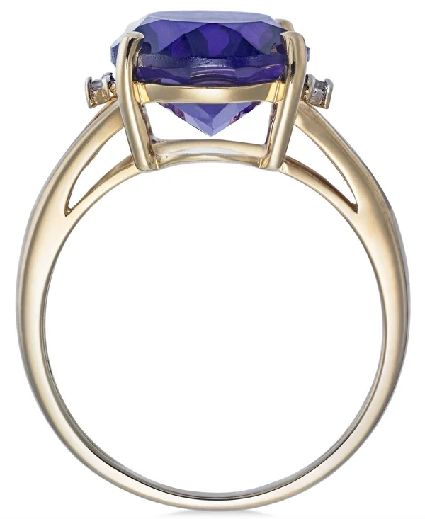 Amethyst (5 Ct. t.w.) and Diamond Accent Oval Ring in 14K Gold (also Available in Mystic Topaz, Blue Topaz, & Prasolite) - B