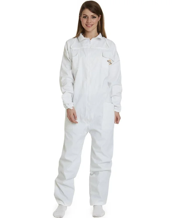 Natural Apiary Apiarist Beekeeping Suit - Polycotton - Non-Flammable Fencing Veil - Backyard Beekeeper White, 3XL