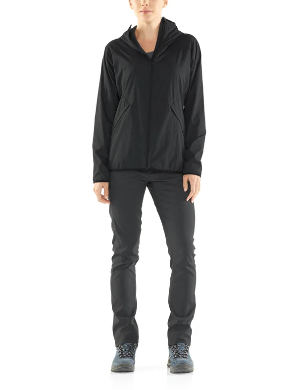 Icebreaker Women's Black/Monsoon Coriolis II Hooded Windbreaker