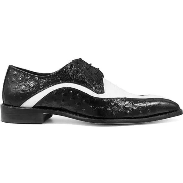 Stacy Adams Trevi Leather Sole Bike Toe Oxford Shoes Black/White 25367-111 - 8.5