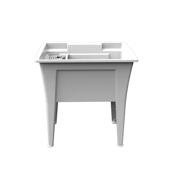 Rugged Tub 32 in. x 22 in. Polypropylene White Laundry Sink with 2 Hdl Non Metallic Pullout Faucet and Installation Kit G32WK1
