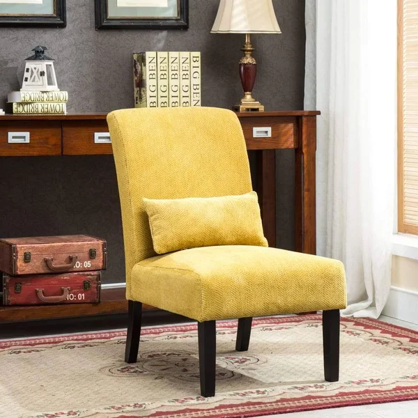 Roundhill Furniture Pisano Chenille Armless Contemporary Accent Chair Chocolate