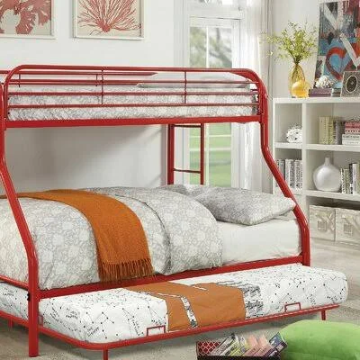 Adiel Standard Bunk Bed with Trundle by Harriet Bee Harriet Bee Size: Twin Over Twin, Bed Frame Color: Red