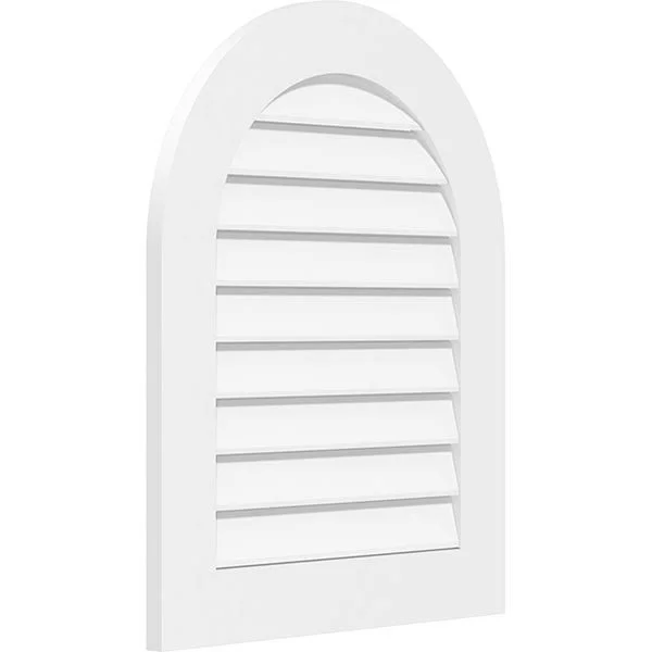 Ekena Millwork GVPRT42X3601SF 42x22W x 36x22H Round Top Surface Mount PVC Gable Vent: Functional, w/ 3-1/2x22W x 1x22P Standard