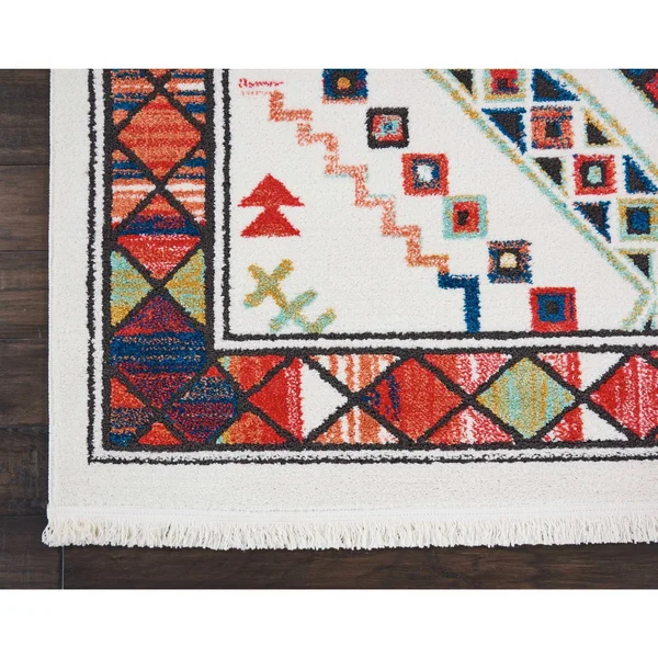 Nourison Tribal Decor Area Rug - White, 7&10x22 x 10&9x22
