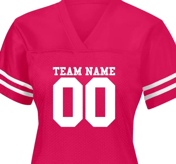 Custom Team Printed Sport - Tek Women's Football Jerseys - Ladies Replica Fan Jersey, Size: S, Pink Raspberry/White