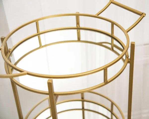 Abbyson Prantley 3 Tier Cylinder Bar Cart Gold