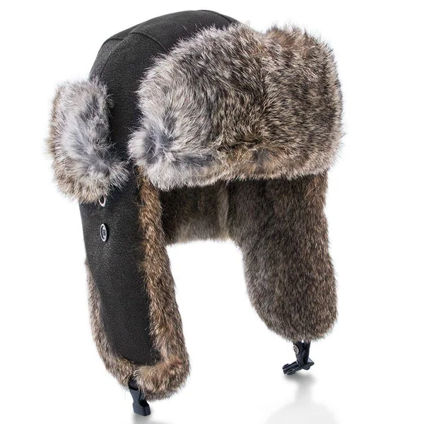 Walrus Hats Genuine Rabbit Fur Brown Trapper Hat - Brown - Large