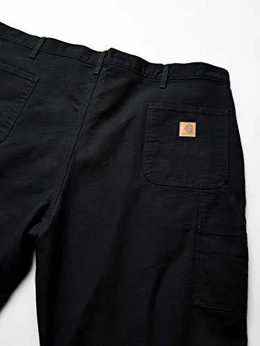 Carhartt Washed Duck Flannel Lined Work Dungaree Pants, Men's Black