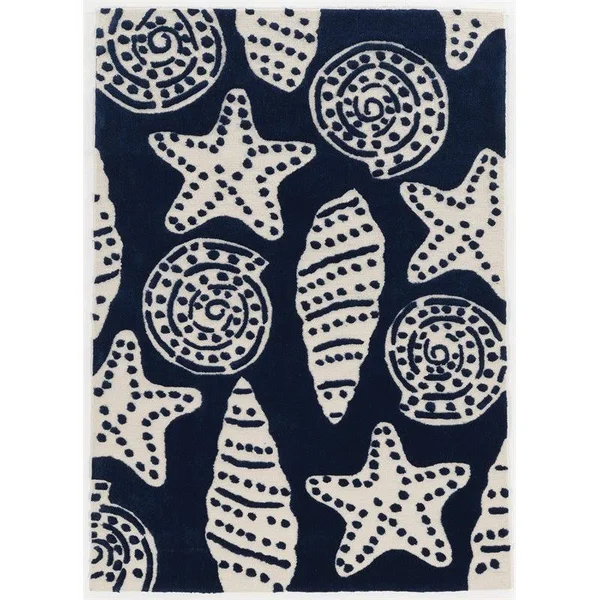 Linon Tripoli Flotsom Navy/Ivory Area Rug 8x10