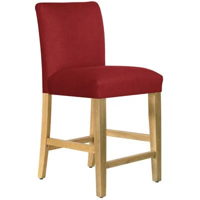 Connery Bar & Counter Stool Wayfair Custom Upholstery Leg Color: Natural Wood - Body Fabric: Linen Antique Red, Seat Height