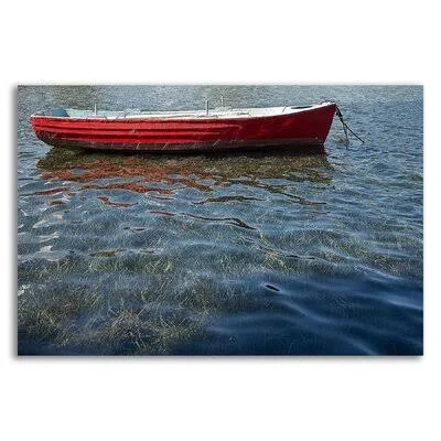 &Red Boat& by Lynda White - Wrapped Canvas Painting Print Longshore Tides Size: 24x22 H x 36x22 W x 1.5x22 D