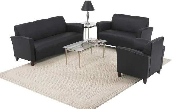 Office Star Breeze Black Eco Leather Club Chair with Cherry Finish Legs