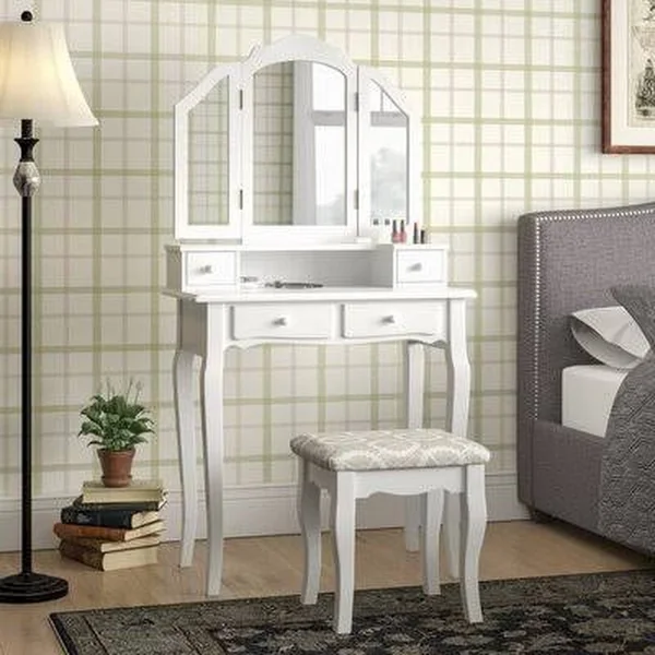 Lizbeth Solid Wood Vanity Set with Mirror Charlton Home Color: White