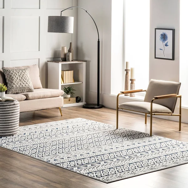nuLOOM Tina Textured Geometric Banded Area Rug - 9' x 12' - Blue