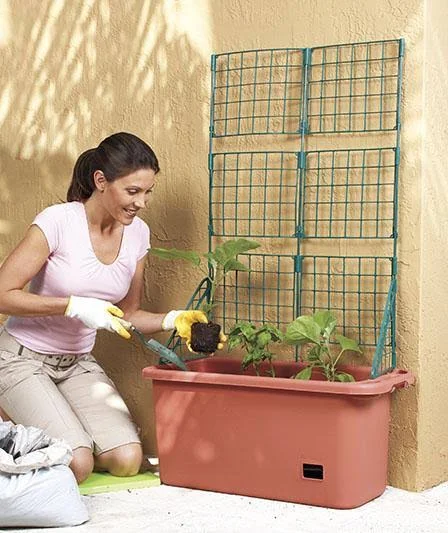 Lakeside Self Watering Vegetable Planter Box with Trellis on Wheels - Mobile Garden