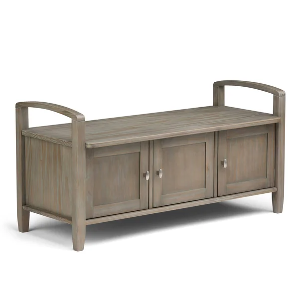 Wyndenhall Norfolk Solid Wood 44 inch Wide Rustic Entryway Storage Bench - 44 Inches Wide - 44 Inches Wide - Black