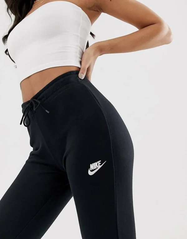 Nike Womens Essential Pant Tight Fleece Black/White Size Xs