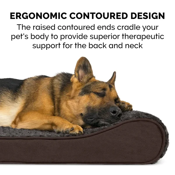 FurHaven Pet Bed - Cooling Gel Ultra Plush Luxe Lounger Dog Bed - Chocolate - Giant