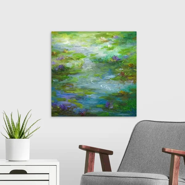 Water Lily Pond 1 - Canvas Wall Art, 20x20, Great Big Canvas
