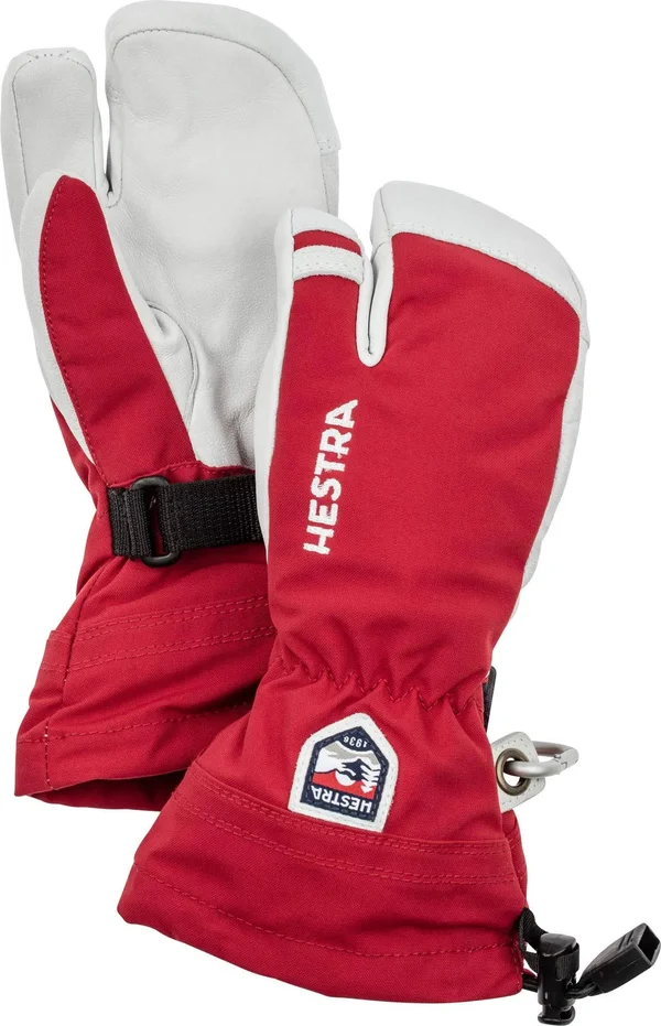 Hestra Army Leather Heli Ski Jr 3-Finger - Red - Size: 5