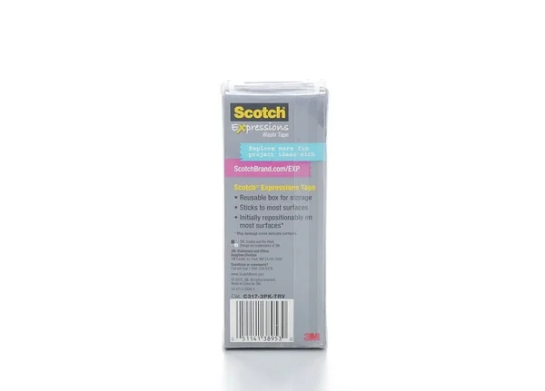 Scotch Expressions Washi Tape, Multi-Pack with Storage Box, Neon Pink, Travel, 3 Rolls (C317-3PK-TRV)