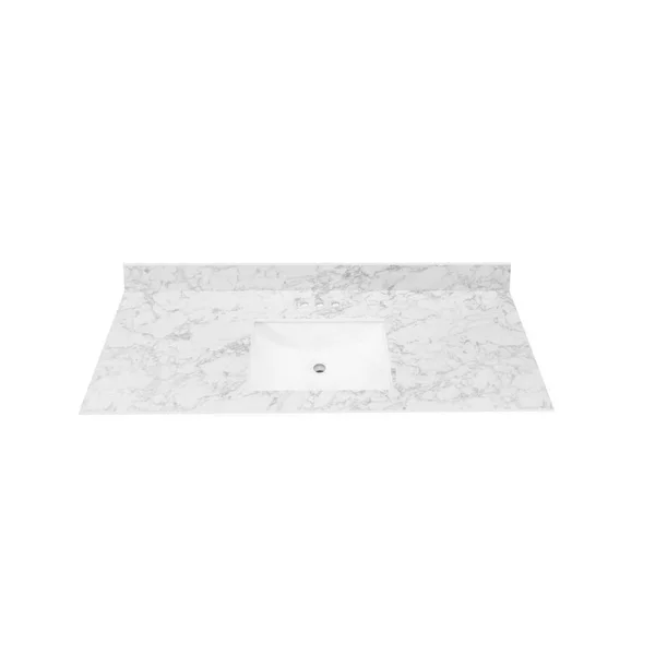 THINSCAPE 49 in. W x 22 in. Vanity Top in Volakas Marble with Single White Sink and 4 in. Faucet Spread