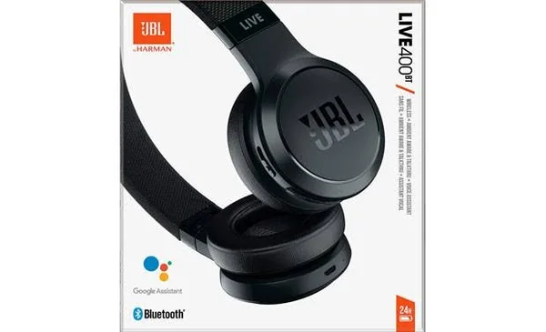 JBL Live 400BT - On-Ear Wireless Headphones - Black