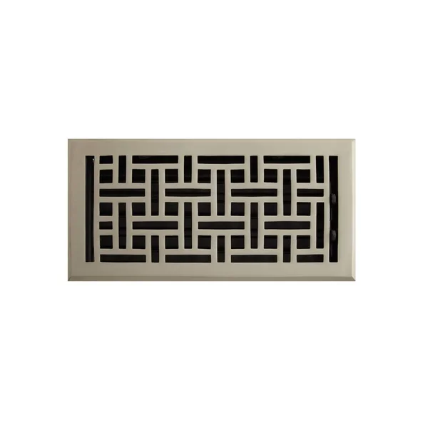 Wicker Style Solid Brass Wall Register - Brushed Nickel - 6x22 x 8x22 (6-5/8x22 x 9-1/8 Overall) - Signature Hardware 426145