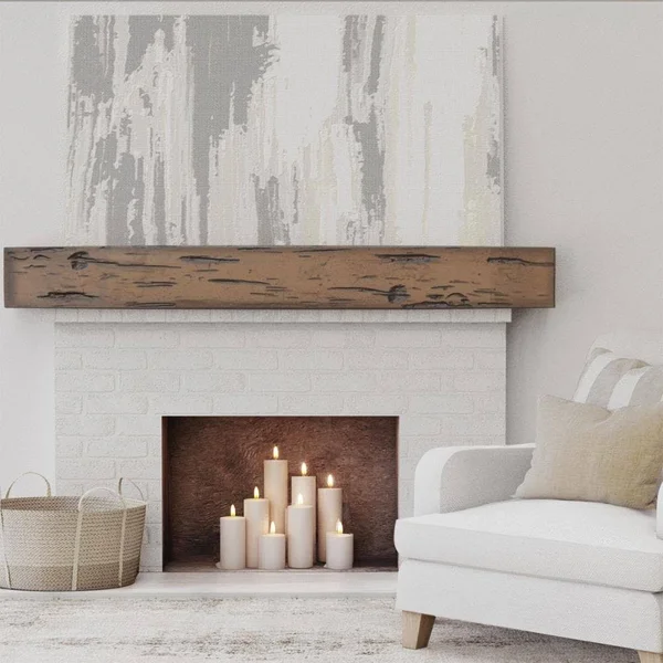 Ekena Millwork MANUPC06X08X48ZD 6x22H x 8x22D x 48x22W Pecky Cypress Faux Wood Fireplace Mantel - Premium Aged