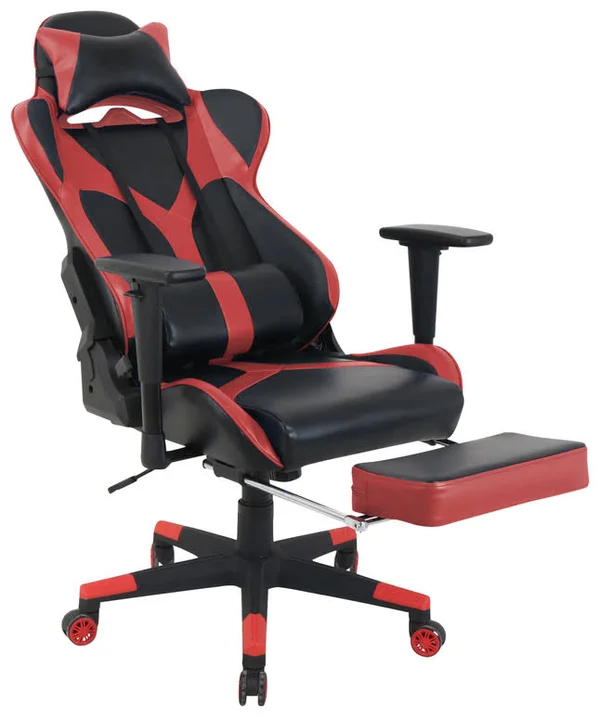 Lorell Foldable Footrest High-Back Gaming Chair, Red/Black