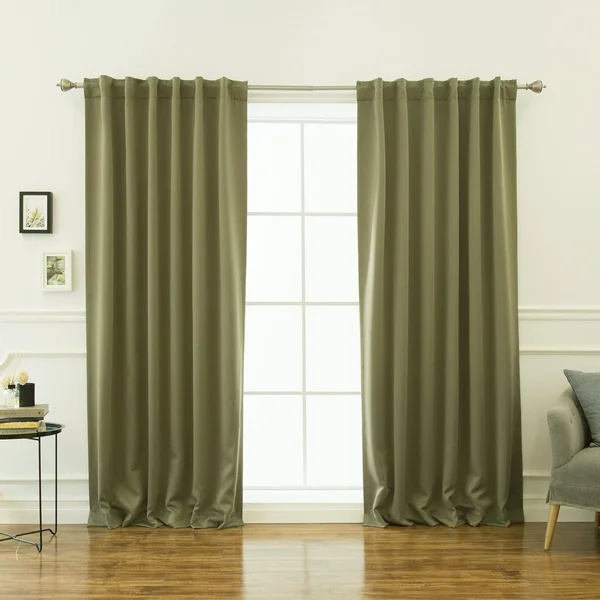 Best Home Fashion Premium Thermal Insulated Blackout Curtains - Back Tab/Rod Pocket - Olive - 52x22 W x 108x22 L - Tie Backs Inc