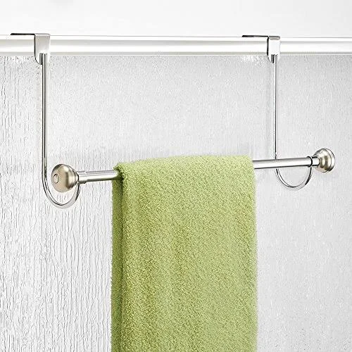 Interdesign York Over Shower Door Towel Rack Bar for Bathroom, Chrome/Stainless