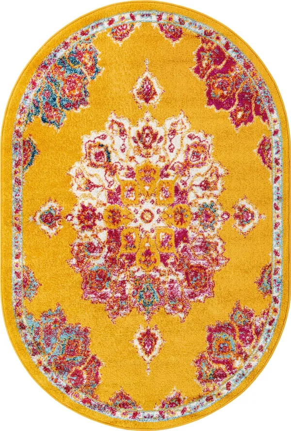 Parker 4x6 Oval Yellow Area Rug