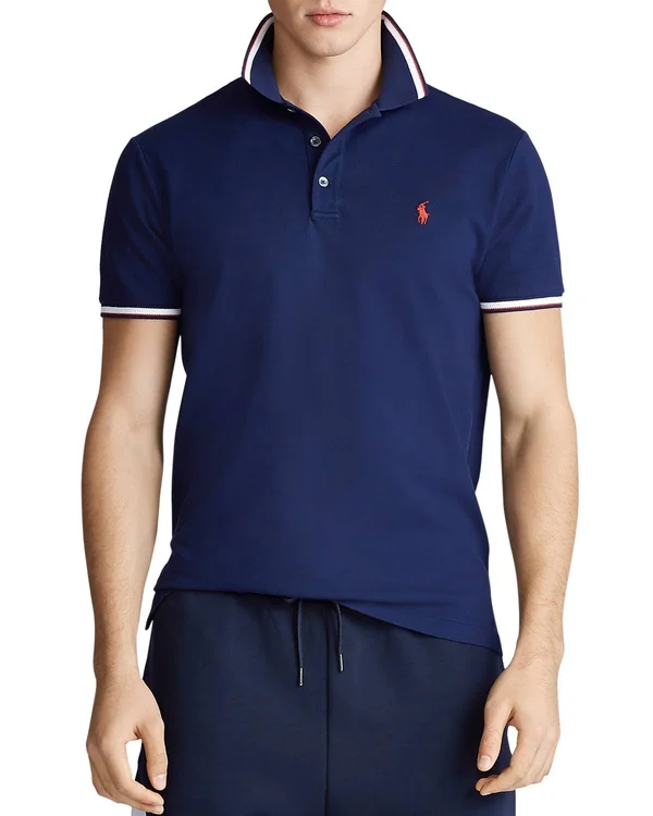 Polo Ralph Lauren Custom Slim Stretch Mesh Polo Shirt - Blue